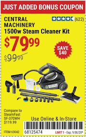 Central Machinery 1500 Watt Steam Cleaner Kit For 79 99 Steam Cleaners Harbor Freight Coupon Harbor Freight Tools