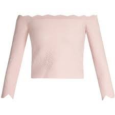 Alexander Mcqueen Off The Shoulder Matelasse Cropped Top 1 185 Liked On Polyvore Featuring Tops Light Light Pink Crop Top Light Pink Tops Party Crop Tops