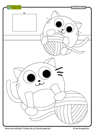 Hier ist ein ausmalbild von zwei süßen, kuscheligen. Malvorlage Katze Spielen