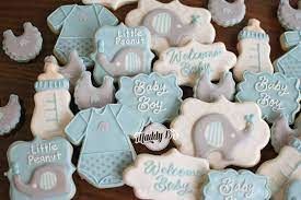 Baby Boy Cookies Baby Blue Elephant Baby Shower Elephant Baby Shower Boy Peanut Baby Shower