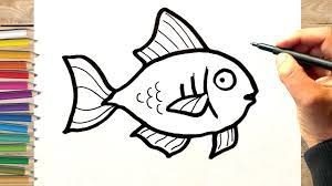 Comment dessiner un poisson facile, dessiner poisson maternelle - YouTube
