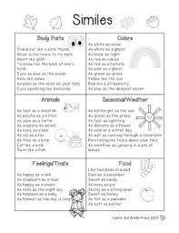 Students Will Write Similes Related To The Fall Autumn Season Using Figurative Language In Writi Simile Activities Figurative Language Similes And Metaphors