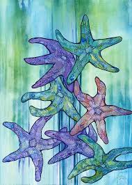 Sea Star Rain Print Of Watercolour Star Fish Painting Beach Decor Childrens Baby Nursery Room Magic Underwater Kingdom Ocean Spirit Art Starfish Painting Fish Painting Spirited Art