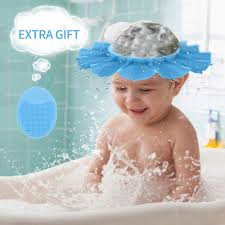 Cute bright color shampoo shower cap hat, safety, thickening, light design, elasticity, toughness enough. Bath Hat For Baby Safety Shower Cap For Infants Adjustable Silicone Toddler Shampoo Bath Cap Splash Protector Funny Safety Shower Visor Hat For Baby Kids Infants Toddler Children Etc Blue
