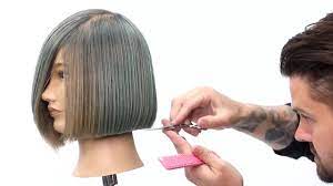 Use the hair razor to even out the cut. One Length Bob Haircut Tutorial Youtube