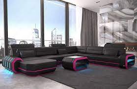 Leather Sectional Sofa Xl Roma Big Cornersofa Design Couch Led Lighting Usb Sofa Design Modern Leather Sofa Small Room Design