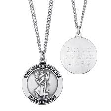 St christopher necklaces behold st. Engravable Saint Christopher Medal Pendant In Sterling Silver 3 Lines