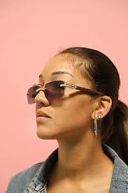 Retro Vintage Style Rimless Clear Lens Sunglasses for Women & Men Luxury  Glasses Fashion Crystal Wood Eyewear Shades (Gold/Brown) in Oman