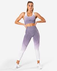 Ombre Seamless Sports Bra Purple Fitnesskleding Sport Bh Legging