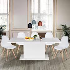The dining set with wood table and black chairs is the stylish focal point which style up the room in a very elegant way. High Gloss White Extendable Rectangular Dining Table Homy Casa Multifunction Space Saving Wood Table High Gloss White Top Buy Online At Best Price In Uae Amazon Ae