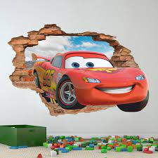 Disney Cars 3d Calcomania De Pared Lightning Mcqueen Pared Etsy 3d Wall Decals Kids Room Wall Art Disney Cars Bedroom