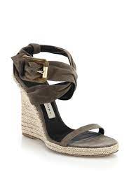 Burberry Catsbrook Suede Espadrille Wedge Sandals In Dark Grey Gray Lyst