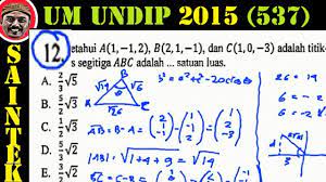 Maybe you would like to learn more about one of these? Um Undip 2015 Kode537 Matematika Dasar Pembahasan No 12 Luas Segitiga Di 3 Dimensi Youtube