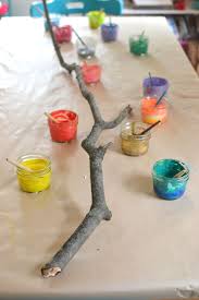 A Painted Branch Collaborative Art With Kids Kindergarten Art Collaborative Art Preschool Art