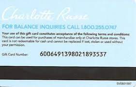 Just click on show code button on below offers to use charlotte russe coupons at. Gift Card Gift Charlotte Russe United States Of America Charlotte Russe Col Us Cha Sv0601597