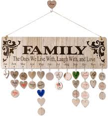 Where do you hang family photos? Amazon Com Gifts Presents For Moms Grandmas From Daughter Unique Wooden Family Birthday Reminder Tracker Calendar Board Wall Hanging With 100 Tags Best Gift Ideas For Christmas Birthday Mother S Day Kitchen