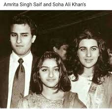 Saif Ali Khan Amrita Singh And Soha Ali Khan Old Pic Vintage Bollywood Bollywood Bollywood Stars