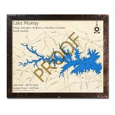 Lake Murray Sc 3d Wood Topo Map