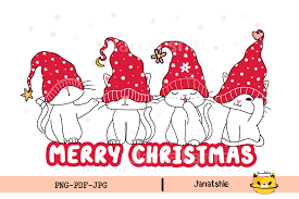 Download Merry Christmas Cute Kitten Cat Clipart Graphic By Janatshie Creative Fabrica SVG Cut Files