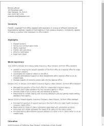 1 Front Office Assistant Resume Templates Try Them Now Myperfectresume