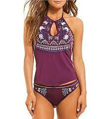 Gibson Latimer Embroidered High Neck Scarf Tankini Top Classic Hipster Bikini Swimsuit Bottom Tankini Womens Tankini Tops Tankini Swimsuits For Women
