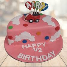 Birthday cake for a 6 year old girl. Half Birthday Cake For Baby Girl Online Yummycake