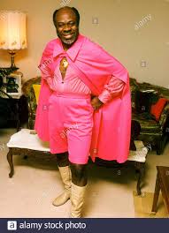 Rufus Thomas at home in Memphis wearing his outfit from the Watt Stax  concert 1973 Stock Photo - Alamy
