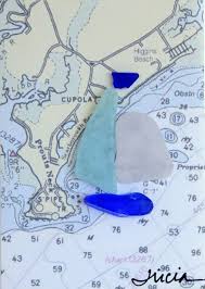 Sea Glass Sailboat On Scarborough Maine Nautical Chart