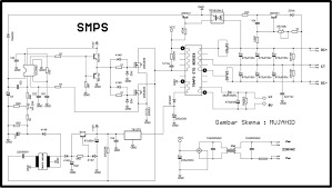 Pasang kabel merah pada tranfo switching. Skema Smps Gacun
