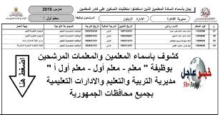 اهلا بكم فى قناة اخبار عاجلة وكشوف باسماء ترقيات المعلمين للعام الدراسى 2020/2019 جميع المستويات الوظيفية ترقيات المعلمين. ÙƒØ´ÙˆÙ Ø£Ø³Ù…Ø§Ø¡ Ø§Ù„Ù…Ø¹Ù„Ù…ÙŠÙ† ÙˆØ§Ù„Ù…Ø¹Ù„Ù…Ø§Øª Ø§Ù„Ù…Ø±Ø´Ø­ÙŠÙ† Ù„ÙˆØ¸ÙŠÙØ© Ù…Ø¹Ù„Ù… Ù…Ø¹Ù„Ù… Ø£ÙˆÙ„ Ù…Ø¹Ù„Ù… Ø£ÙˆÙ„ Ø£ Ø¨Ø§Ù„Ù…Ø­Ø§ÙØ¸Ø§Øª 2016