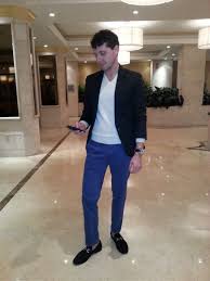 Black Blazer Blue Pants Street Style Miami Cobalt Blue Pants Pants Outfit Men White Sweatshirt