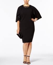 Calvin Klein Plus Size Cape Sheath Dress In Black Modesens Black Sheath Dress Sheath Dress Dresses