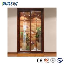 2 Panel Wooden Grain Tempered Glass Aluminum Profile Sliding Door China Aluminium Sliding Door Security Door Made In China Com