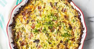 Quiche Lorraine With Zucchini Crust Recipe In 2020 Shredded Zucchini Recipes Zucchini Recipes Zucchini Breakfast
