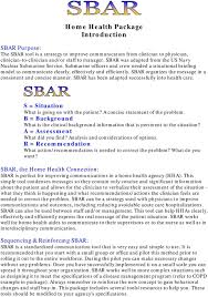 Sbar A Home Health Package Pdf Free Download