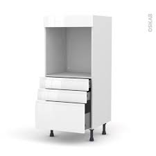 Colonne De Cuisine N 59 Four Encastrable Niche 60 Ipoma Blanc Brillant 3 Tiroirs L60 X H125 X P58 Cm Oskab