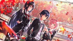 yahari ore no seishun love comedy wa machigatteiru school uniform swordsouls hikigaya hachiman yuigahama yui yukinoshita y animasi gambar anime seni