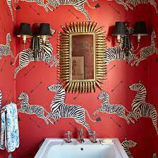 For example, in a bathroom relatively flat with white tiles and white walls, hang a zebra print shower curtain in black and white, then add towels, bath mats and accessories counter in one bright color, as. Most Iconic Wallpapers Scalamandre Zebras And The Most Famous Wallpaper Designs Ever