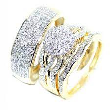 10k Gold His And Her Rings Trio Set Extra Wide 18mm 0 7ct Diamonds Wedding Ring Trio Sets Cheap Wedding Rings Sets Cheap Wedding Rings