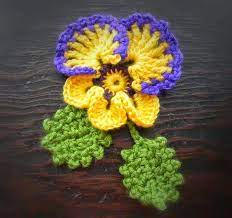 Crocheted Pansy Leaves Crochet Flowers Free Pattern Crochet Flowers Crochet Music