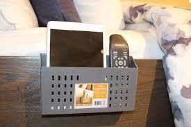 My wife was washing the bed sheets. Amazon Com Bedside Caddy Bedside Organizer Tv Remotes Caddy Cell Phone Holder Gray Home Kitchen