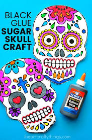Sugar Skull Black Glue Art Project Sugar Skull Crafts Halloween Art Projects Skull Crafts