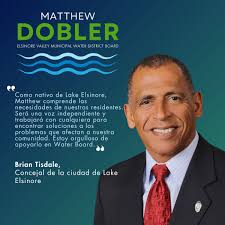 🚨 🚨 Endorsement Alert! Lake Elsinore City Councilman Brian Tisdale has  endorsed my campaign for Elsinore Valley Municipal Water District Board.  It's an amazing feeling to know I have the confidence of