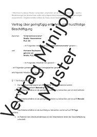 ► schildern sie dafür bitte hier ihr anliegen. Arbeitsvertrag Fur Minijobber Muster Download Und Vorschau