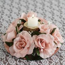 4 Pack Blush Rose Gold Artificial Silk Rose Floral Candle Rings In 2020 Floral Candle Rings Floral Candle Rose Candle