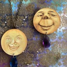 Gorgeous Moon Necklace Moon Badge ,moon Face Brooch, Moon Jewelry,  Statement Moon Necklace, Moon Jewelry Gift Ideas, Moon Lover Jewellery