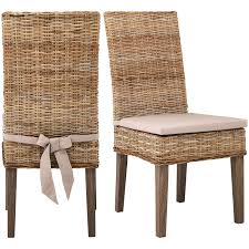 Shop for padded seat wood chair online at target. Rattan Wicker Wood Dining Chairs With Cushion Seat Pads Set Of 2 On Sale Overstock 28496355