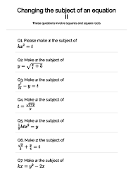 Free math worksheets for grade 7. Gcse Mathematics Grade 7 9 Algebra Changing The Subject Of An Equation Teaching Resources