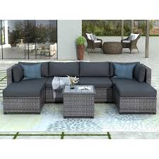Harper Bright Designs Gray 7 Piece Wicker Outdoor Sectional Set With Black Cushions Wy000068eaa The Home Depot Backyard Furniture Patio Furniture Sets Patio Furniture Collection