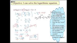 So, let's start with a generic exponent ial funct ion, say y = b x. Solve Log Equations With Subtraction Ln Youtube